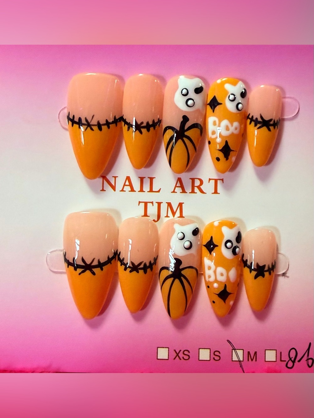 Orange & Nude Halloween Nail Art Set